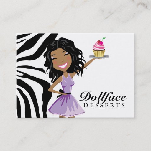 Customizable 311 Dollface Desserts Ebonie Zebra 3.5 x 2 Business Card