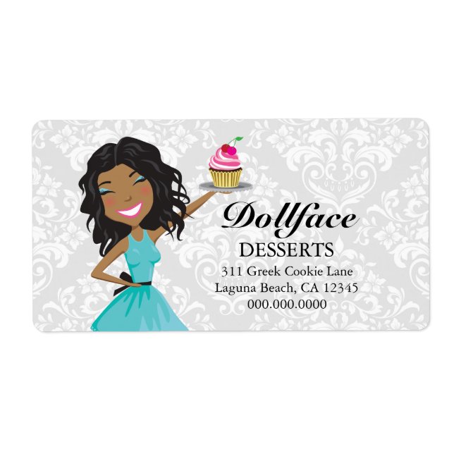 311 Dollface Desserts Gift Box Blue Ebonie Damask Label (Front)