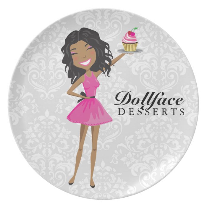 311 Dollface Desserts Hot Pink Ebonie Damask Plate