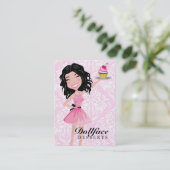 311 Dollface Desserts Kohlie Pink Damask 3.5 x 2 Business Card (Standing Front)