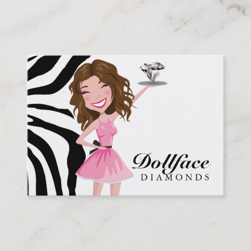 Customizable 311 Dollface Diamonds Brownie Zebra 3.5 x 2 Business Card Templates