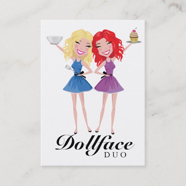 311 Dollface Duo Blonde Red Hair Business Card (Front)