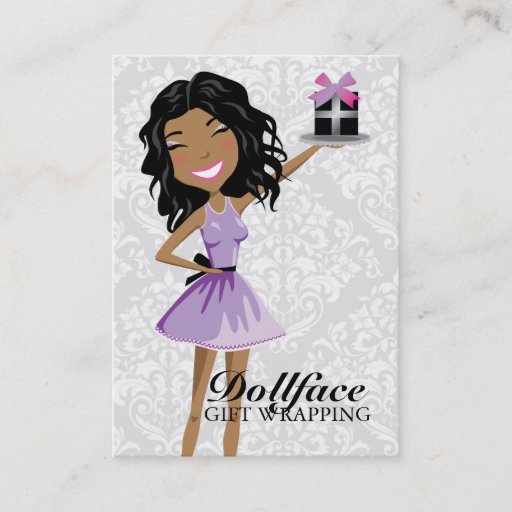 Customizable 311 Dollface Gifts Ebonie Damask 3.5 x 2 Business Card