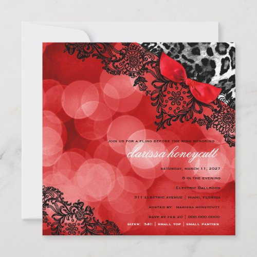 311 Dream in Leopard and Lace Bachelorette Red Custom Invitations