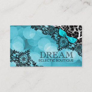 311 Dream in Leopard & Lace Aqua Pearl Paper Business Card