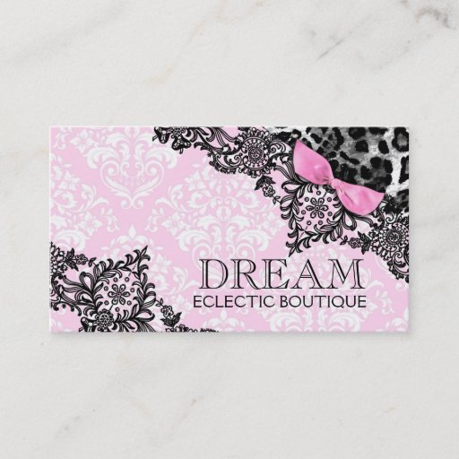 Customizable 311 Dream in Leopard &amp; Lace Girly Pink Business Card Template
