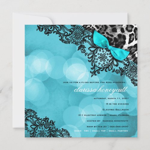 311 Dream in Lights Leopard &amp; Lace Aqua Personalized Announcement