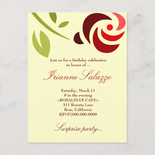 311-ELEGANT ROSE INVITATION (Front)