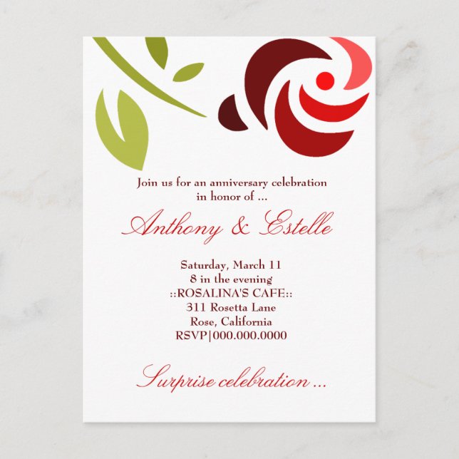 311-ELEGANT ROSE INVITATION (Front)