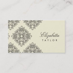 311-Elizabetta Cream et Blanc Outline Damask Business Card