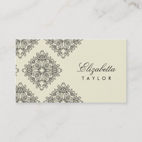311-Elizabetta Cream et Blanc Outline Damask Business Cards
