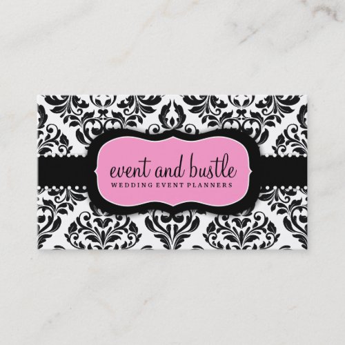 311 Event &amp; Bustle White Damask Business Card Templates