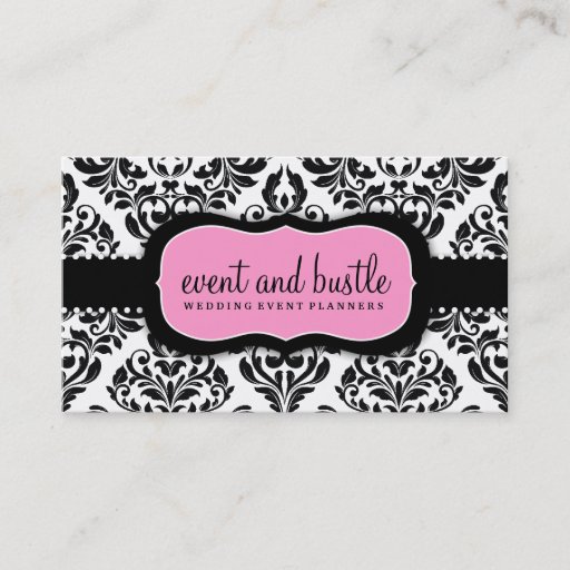 Customizable 311 Event &amp; Bustle White Damask Business Card Templates