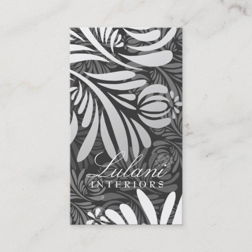 311-EXOTIC FLORAL  DARK GRAY BUSINESS CARDS