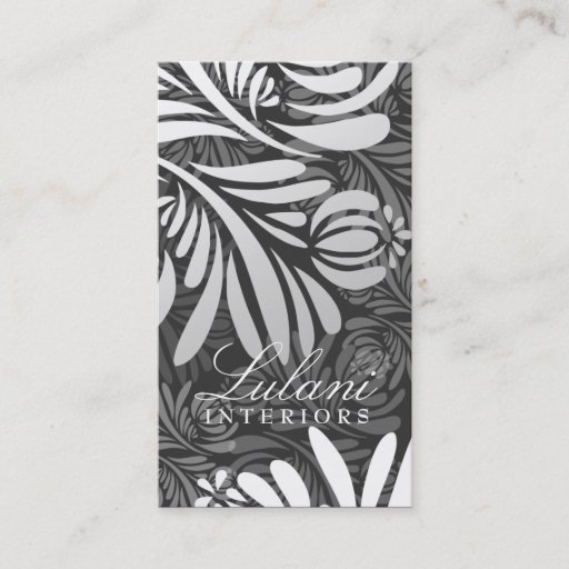 Customizable 311-EXOTIC FLORAL  DARK GRAY BUSINESS CARDS