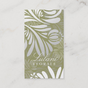 311-EXOTIC FLORAL GREEN BUSINESS CARD