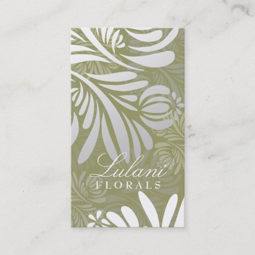 311-EXOTIC FLORAL GREEN BUSINESS CARDS
