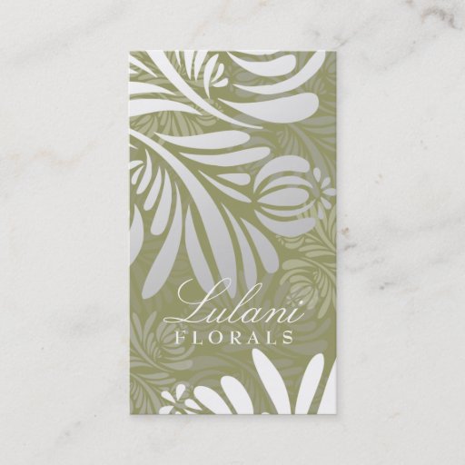 Customizable 311-EXOTIC FLORAL GREEN BUSINESS CARDS