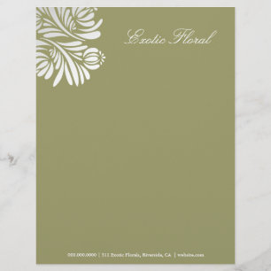 311-Exotic Floral Moss Green Letterhead