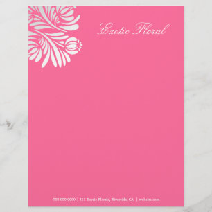 311-Exotic Floral Rose Pink Letterhead