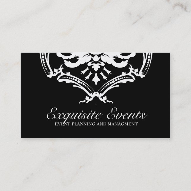 311 Exquisite Damask Black Business Card (Front)