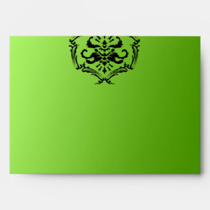 311-Exqusite Lime Black Damask Envelope 5x7