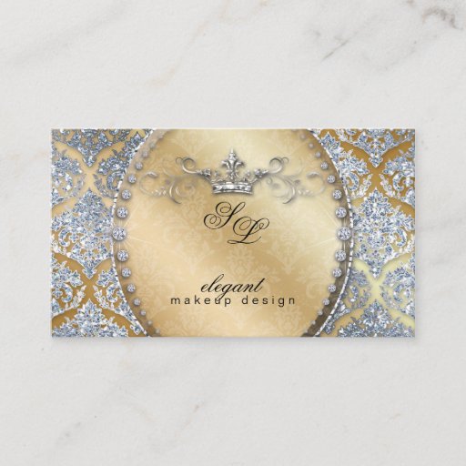 Customizable Fashion Jewelry Makeup Artist Damask Crown Cool Business Cards