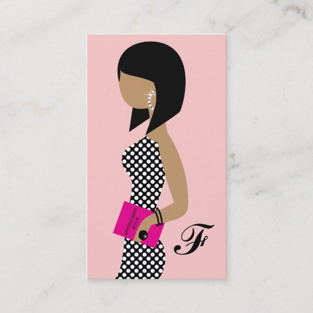 311 Fashionista Appointment Book Pink Dark Bob Business Card (Front)