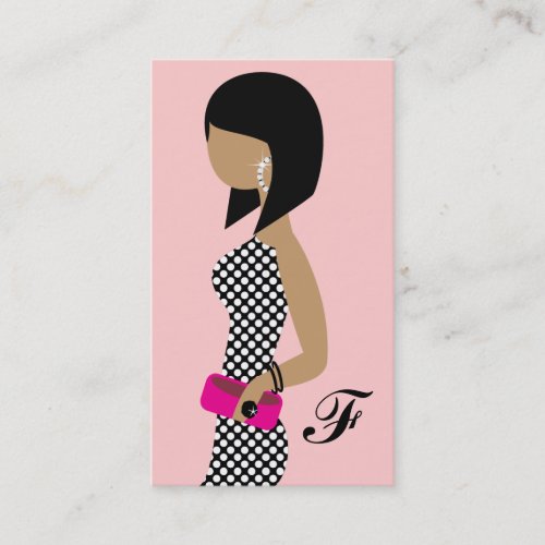 311 Fashionista Powder My Nose Pink Dark Hair Bob Business Cards
