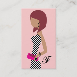 311 Fashionista Powder My Nose Pink Red Head Bob Business Card