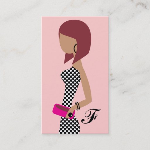 Customizable 311 Fashionista Powder My Nose Pink Red Head Bob Business Cards