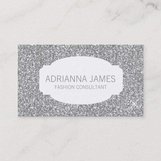 311 Faux Silver Sparkle Glitter Business Card (Front)