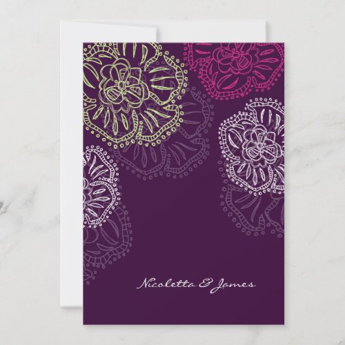311-Floral Flatter Invitation | Purple