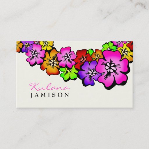 Customizable 311 Flower Shower Lei Cream Business Cards