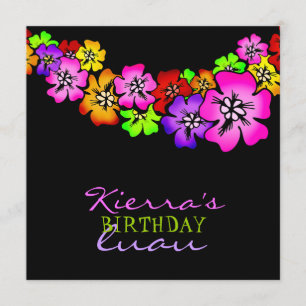 311-Flower Shower Lei Invitation   Black