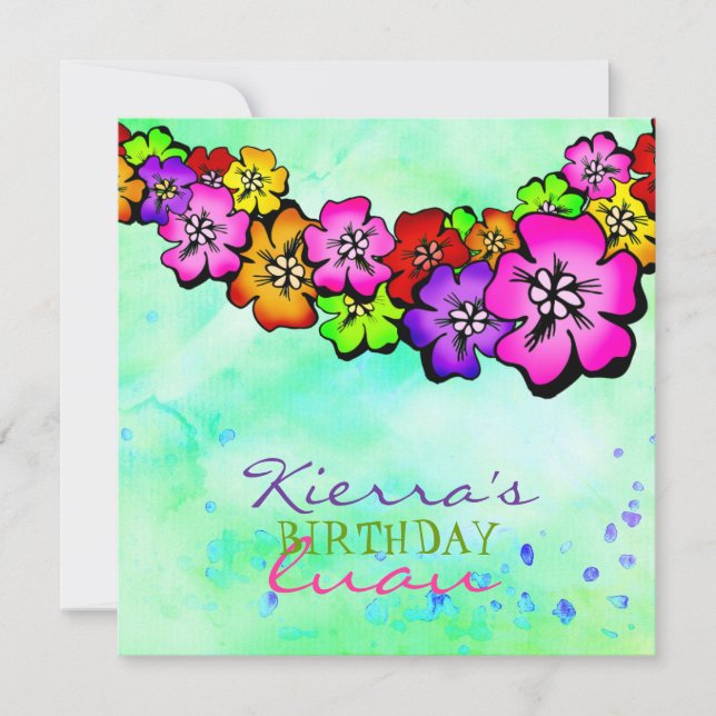 311 Flower Shower Lei Invitation | Water (Front)