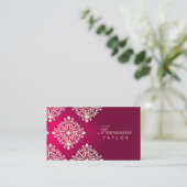 311-Francesca Hot Pink et Maroon Damask Business Card (Standing Front)