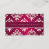311-Francesca Hot Pink et Maroon Damask Business Card (Back)