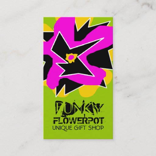 Customizable 311-FUNKY FLOWER | GREEN BUSINESS CARD TEMPLATE