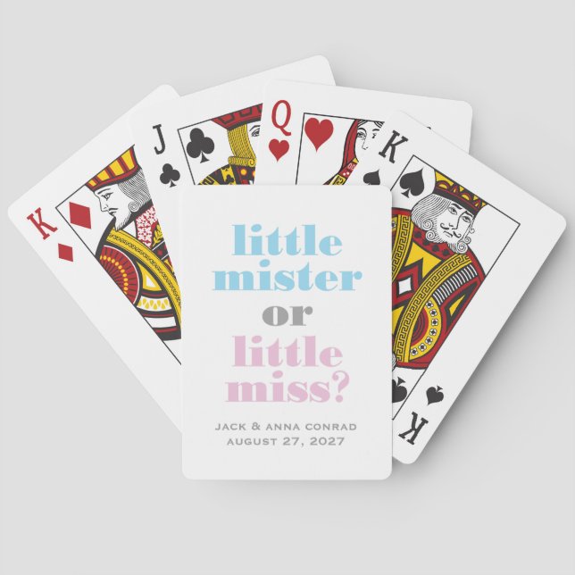 311 Gender Reveal Little Mister, Little Miss Poker Cards (Back)