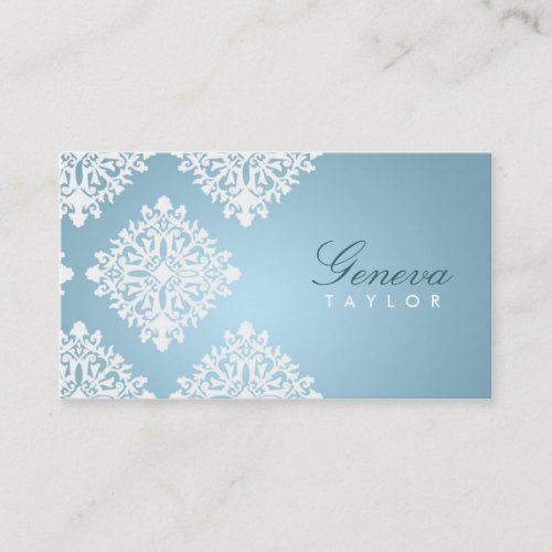 311-Geneva Iced Blue Damask Business Cards