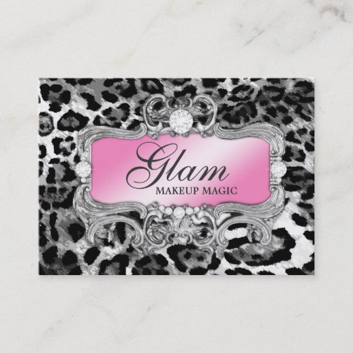 Customizable 311 Glam Crazy Pink Black Leopard Business Card