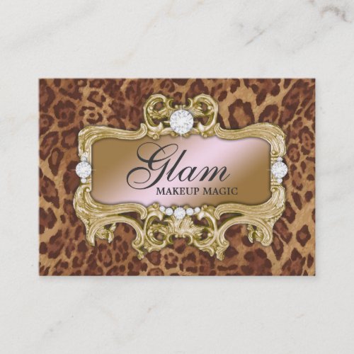 311 Glam Crazy Pink Gold Leopard Business Card Templates