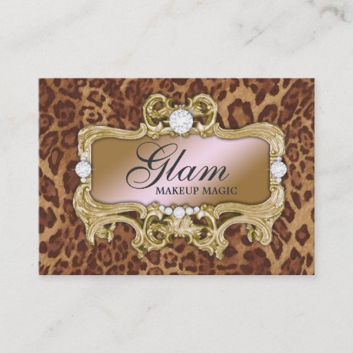 Customizable 311 Glam Crazy Pink Gold Leopard Business Card Templates