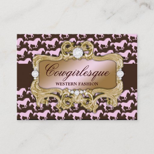 Customizable 311 Glamorous Cowgirl Pink Horse Print Business Cards