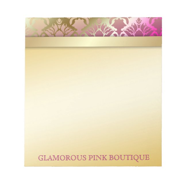 311 Glamorous Golden Pink Damask Notepad (Front)