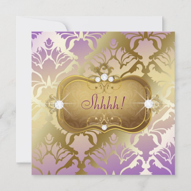 311 Glamorous Lilac Damask Surprise Invitation (Front)