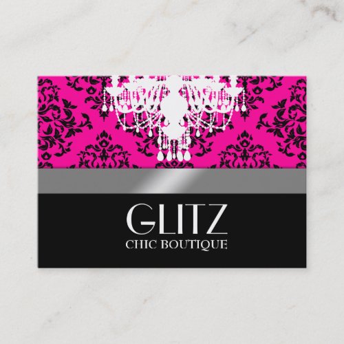 311 Glitz Boutique Black Damask Hot Pink Business Cards
