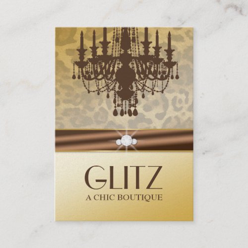 311_Glitz Boutique _ Leopard Diamond Chocolate Business Card