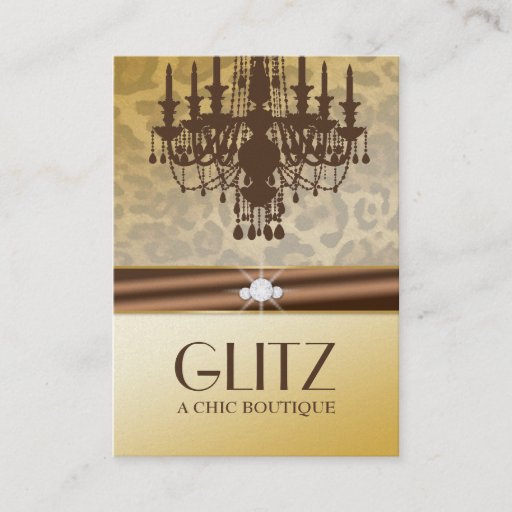 Customizable 311-Glitz Boutique - Leopard Diamond Chocolate Business Card Template